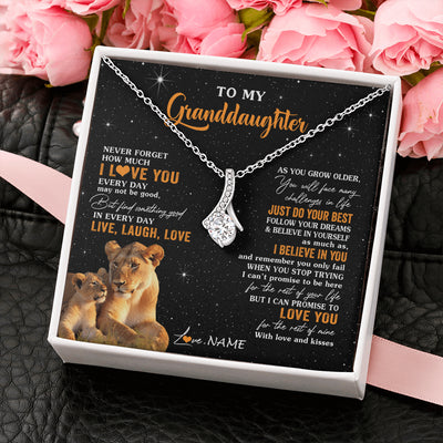 Alluring Beauty Necklace 14K White Gold Finish | 2 | Personalized To My Granddaughter Necklace From Grandma Live Laugh Love Lion Birthday Gifts Positive Graduation Christmas Customized Gift Box Message Card | teecentury