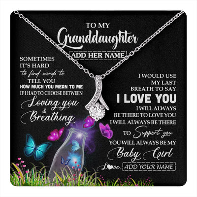 Alluring Beauty Necklace 14K White Gold Finish | 1 | Personalized To My Granddaughter Necklace From Grandma Nana Butterfly Sometimes Say I Love You Granddaughter Birthday Gifts Christmas Gift Box Message Card | teecentury.myshopify