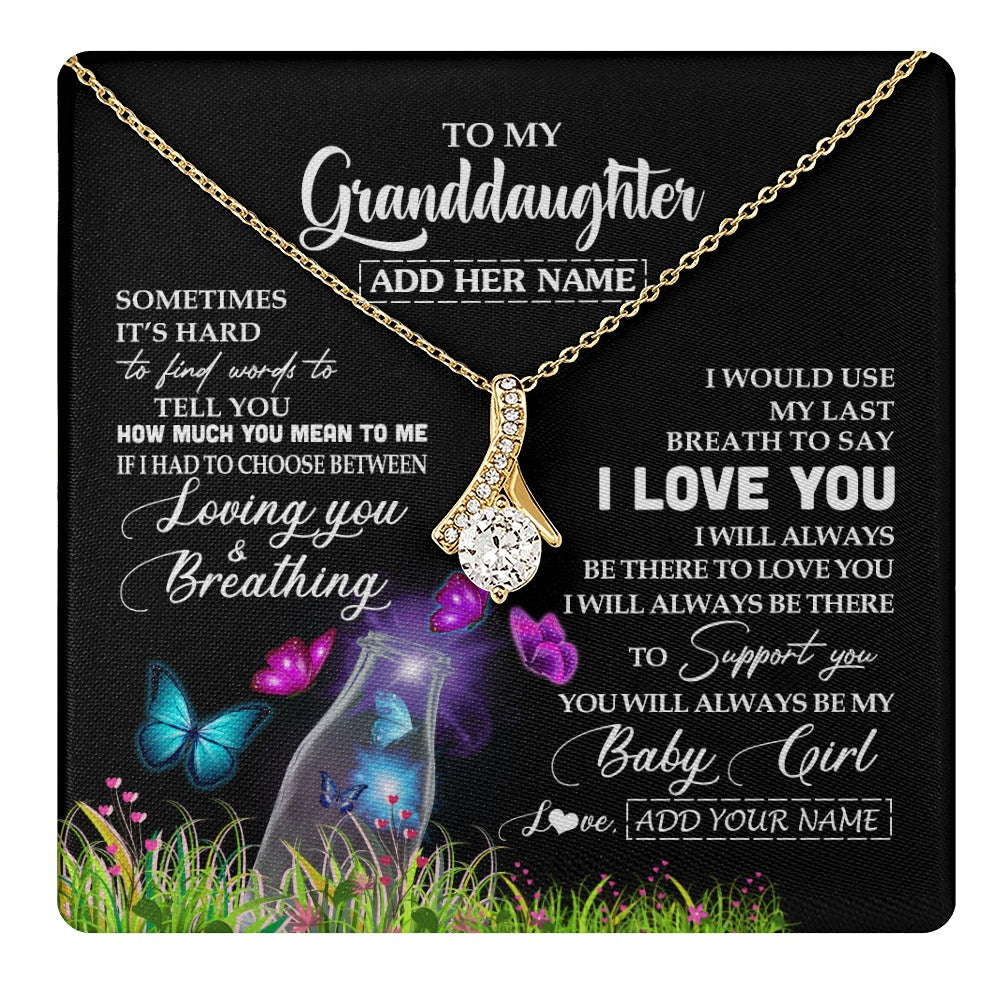 Alluring Beauty Necklace 18K Yellow Gold Finish | 1 | Personalized To My Granddaughter Necklace From Grandma Nana Butterfly Sometimes Say I Love You Granddaughter Birthday Gifts Christmas Gift Box Message Card | teecentury.myshopify