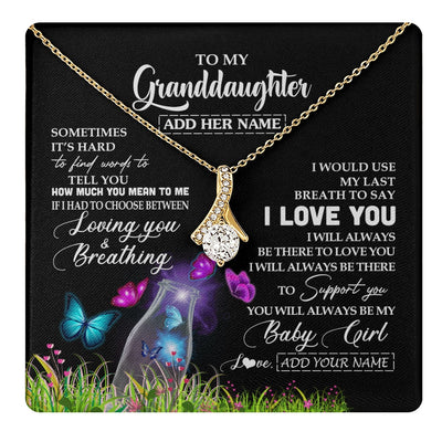 Alluring Beauty Necklace 18K Yellow Gold Finish | 1 | Personalized To My Granddaughter Necklace From Grandma Nana Butterfly Sometimes Say I Love You Granddaughter Birthday Gifts Christmas Gift Box Message Card | teecentury.myshopify