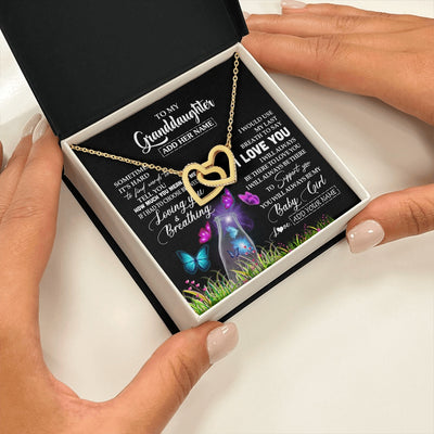 Interlocking Hearts Necklace 18K Yellow Gold Finish | 2 | Personalized To My Granddaughter Necklace From Grandma Nana Butterfly Sometimes Say I Love You Granddaughter Birthday Gifts Christmas Gift Box Message Card | teecentury.myshopify