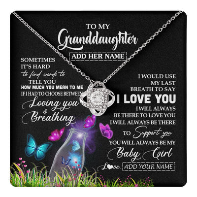 Love Knot Necklace 14K White Gold Finish | 1 | Personalized To My Granddaughter Necklace From Grandma Nana Butterfly Sometimes Say I Love You Granddaughter Birthday Gifts Christmas Gift Box Message Card | teecentury.myshopify