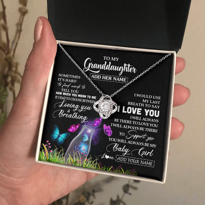 Love Knot Necklace 14K White Gold Finish | 2 | Personalized To My Granddaughter Necklace From Grandma Nana Butterfly Sometimes Say I Love You Granddaughter Birthday Gifts Christmas Gift Box Message Card | teecentury.myshopify