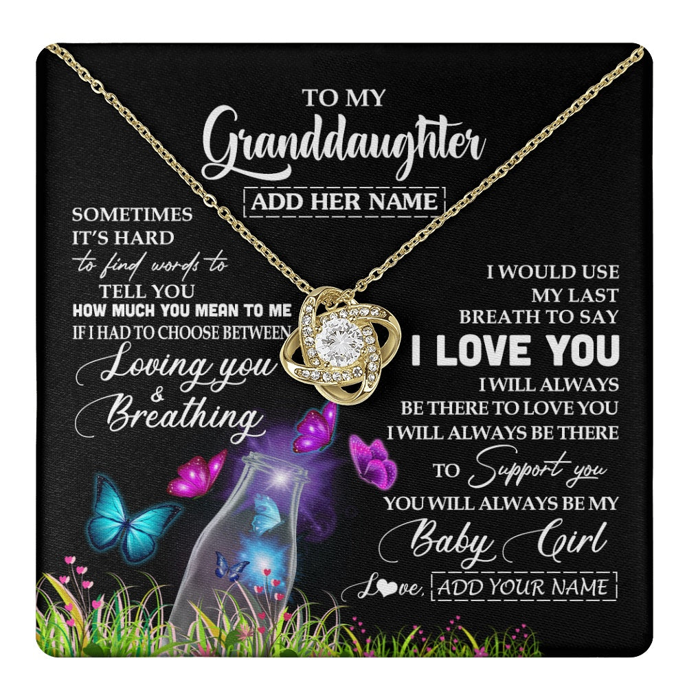 Love Knot Necklace 18K Yellow Gold Finish | 1 | Personalized To My Granddaughter Necklace From Grandma Nana Butterfly Sometimes Say I Love You Granddaughter Birthday Gifts Christmas Gift Box Message Card | teecentury.myshopify