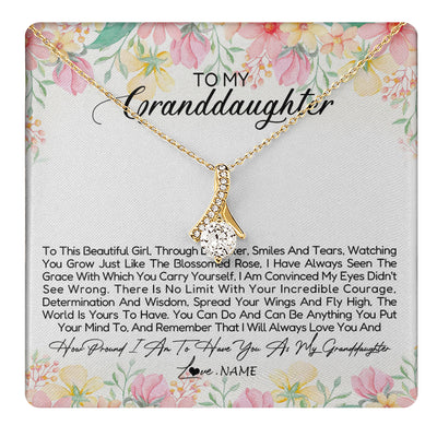 Alluring Beauty Necklace 18K Yellow Gold Finish | 1 | Personalized To My Granddaughter Necklace From Grandma Nana To This Beautiful Granddaughter Jewelry Birthday Christmas Customized Gift Box Message Card | teecentury