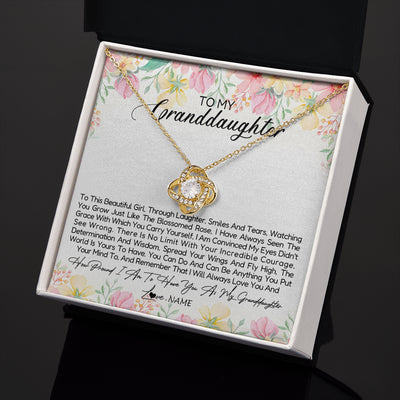 Love Knot Necklace 18K Yellow Gold Finish | 2 | Personalized To My Granddaughter Necklace From Grandma Nana To This Beautiful Granddaughter Jewelry Birthday Christmas Customized Gift Box Message Card | teecentury