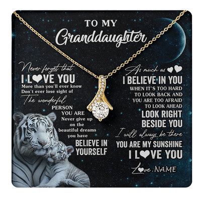 Alluring Beauty Necklace 18K Yellow Gold Finish | 1 | Personalized To My Granddaughter Necklace From Grandma Never Forget I Love You White Tiger Granddaughter Birthday Christmas Customized Gift Box Message Card | teecentury
