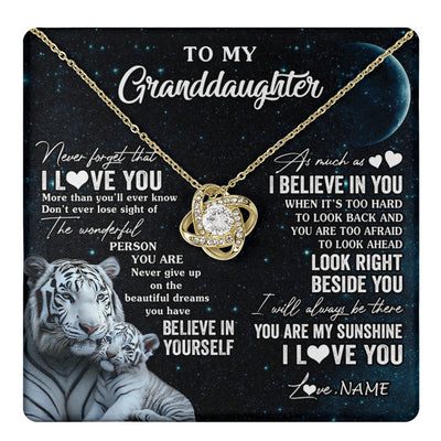 Love Knot Necklace 18K Yellow Gold Finish | 1 | Personalized To My Granddaughter Necklace From Grandma Never Forget I Love You White Tiger Granddaughter Birthday Christmas Customized Gift Box Message Card | teecentury