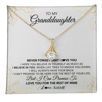 Alluring Beauty Necklace 18K Yellow Gold Finish | 1 | Personalized To My Granddaughter Necklace From Grandma Never Forget That I Love You Granddaughter Birthday Christmas Customized Gift Box Message Card | teecentury