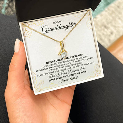 Alluring Beauty Necklace 18K Yellow Gold Finish | 2 | Personalized To My Granddaughter Necklace From Grandma Never Forget That I Love You Granddaughter Birthday Christmas Customized Gift Box Message Card | teecentury