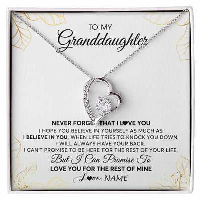 Forever Love Necklace | Personalized To My Granddaughter Necklace From Grandma Never Forget That I Love You Granddaughter Birthday Christmas Customized Gift Box Message Card | teecentury