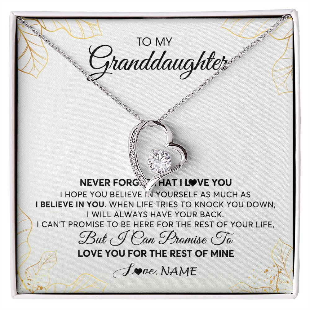 Forever Love Necklace | Personalized To My Granddaughter Necklace From Grandma Never Forget That I Love You Granddaughter Birthday Christmas Customized Gift Box Message Card | teecentury