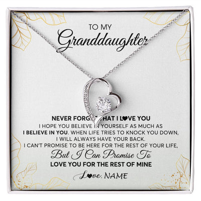 Forever Love Necklace | Personalized To My Granddaughter Necklace From Grandma Never Forget That I Love You Granddaughter Birthday Christmas Customized Gift Box Message Card | teecentury