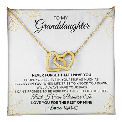 Interlocking Hearts Necklace 18K Yellow Gold Finish | 1 | Personalized To My Granddaughter Necklace From Grandma Never Forget That I Love You Granddaughter Birthday Christmas Customized Gift Box Message Card | teecentury