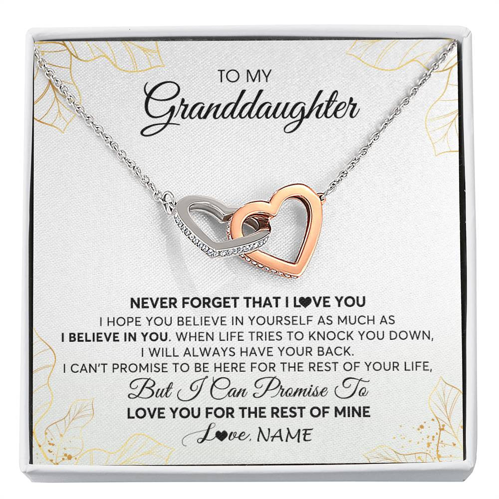 Interlocking Hearts Necklace | Personalized To My Granddaughter Necklace From Grandma Never Forget That I Love You Granddaughter Birthday Christmas Customized Gift Box Message Card | teecentury