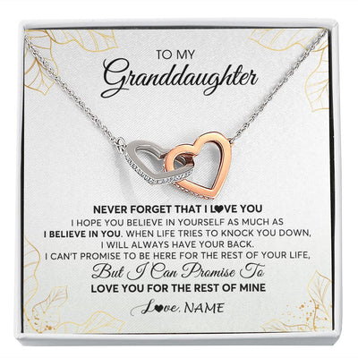 Interlocking Hearts Necklace | Personalized To My Granddaughter Necklace From Grandma Never Forget That I Love You Granddaughter Birthday Christmas Customized Gift Box Message Card | teecentury