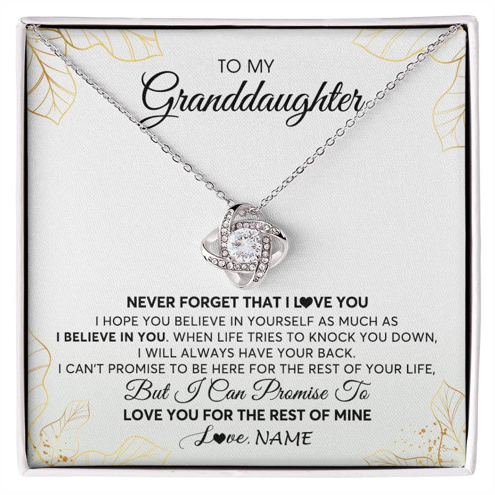 Love Knot Necklace | Personalized To My Granddaughter Necklace From Grandma Never Forget That I Love You Granddaughter Birthday Christmas Customized Gift Box Message Card | teecentury