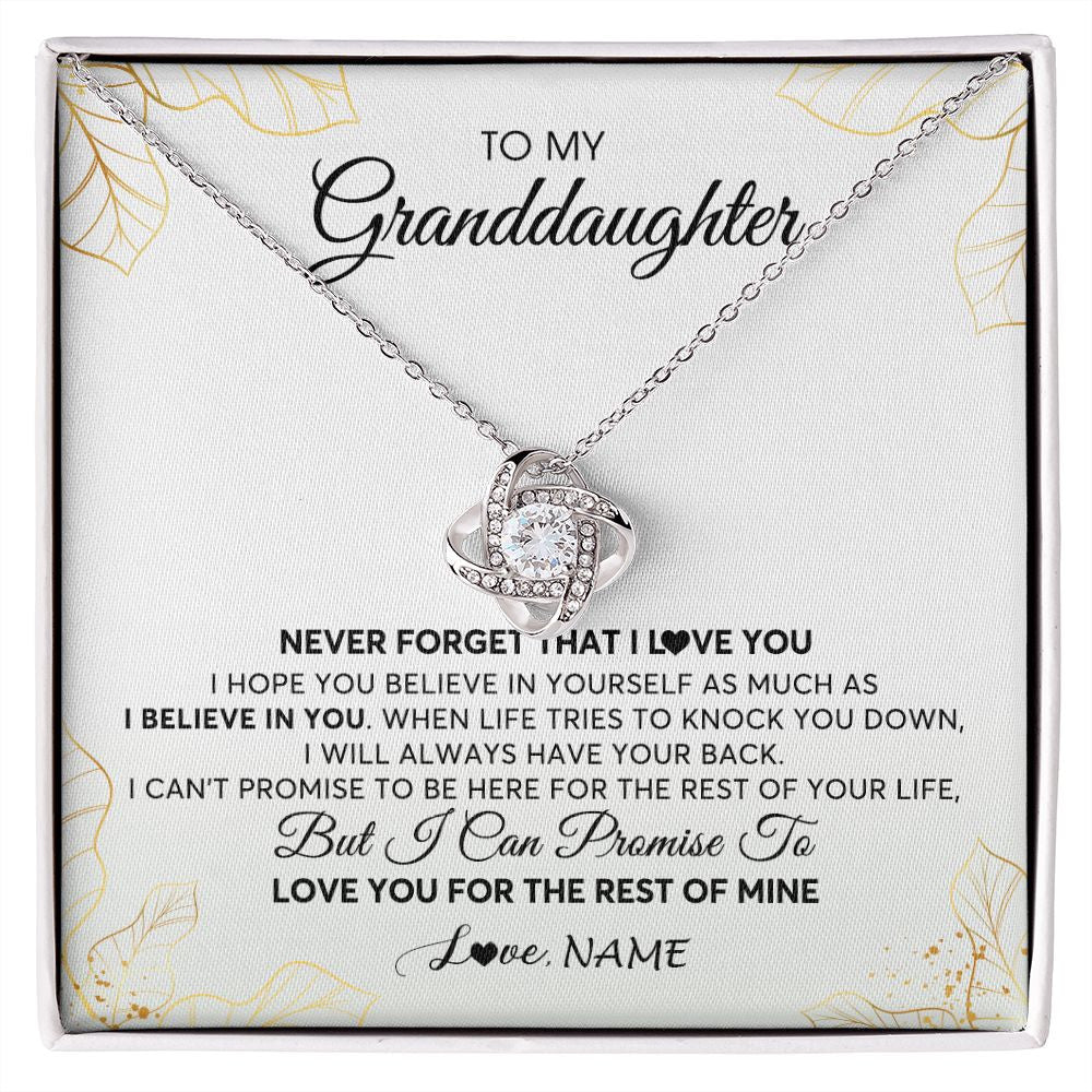 Love Knot Necklace | Personalized To My Granddaughter Necklace From Grandma Never Forget That I Love You Granddaughter Birthday Christmas Customized Gift Box Message Card | teecentury