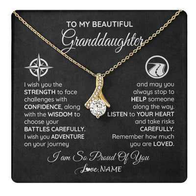 Alluring Beauty Necklace 18K Yellow Gold Finish | 1 | Personalized To My Granddaughter Necklace From Grandma Papa I Wish You The Strength Birthday Graduation Inspirational Customized Gift Box Message Card | teecentury.myshopify