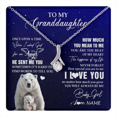 Alluring Beauty Necklace 14K White Gold Finish | 1 | Personalized To My Granddaughter Necklace From Grandma Polar Bear Never Forget I Love You Granddaughter Birthday Christmas Customized Gift Box Message Card | teecentury