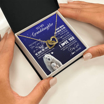 Interlocking Hearts Necklace 18K Yellow Gold Finish | 2 | Personalized To My Granddaughter Necklace From Grandma Polar Bear Never Forget I Love You Granddaughter Birthday Christmas Customized Gift Box Message Card | teecentury