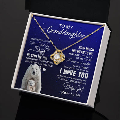 Love Knot Necklace 18K Yellow Gold Finish | 2 | Personalized To My Granddaughter Necklace From Grandma Polar Bear Never Forget I Love You Granddaughter Birthday Christmas Customized Gift Box Message Card | teecentury