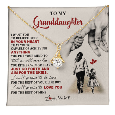 Alluring Beauty Necklace 18K Yellow Gold Finish | 1 | Personalized To My Granddaughter Necklace From Grandma Promise To Love You Granddaughter Birthday Graduation Christmas Customized Gift Box Message Card | teecentury