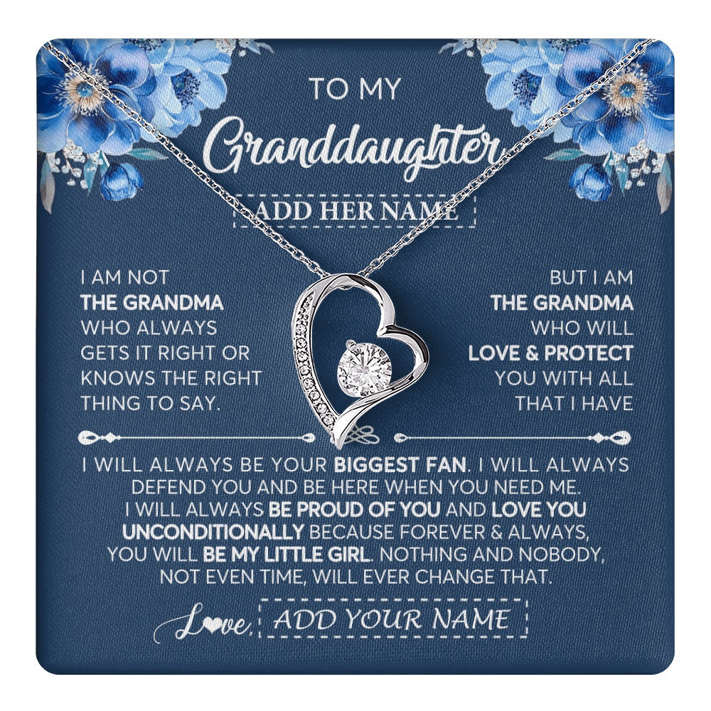 Forever Love Necklace 14K White Gold Finish | 1 | Personalized To My Granddaughter Necklace From Grandma Proud Of You Birthday Gifts For Granddaughter Jewelry Gifts Christmas Custom Gift Box Message Card | https://teecentury.