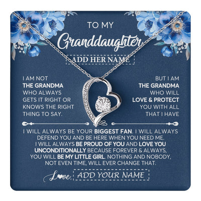 Forever Love Necklace 14K White Gold Finish | 1 | Personalized To My Granddaughter Necklace From Grandma Proud Of You Birthday Gifts For Granddaughter Jewelry Gifts Christmas Custom Gift Box Message Card | https://teecentury.