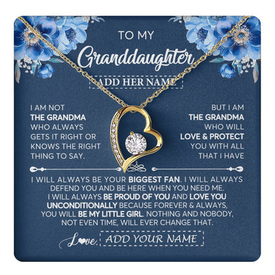 Forever Love Necklace 18K Yellow Gold Finish | 1 | Personalized To My Granddaughter Necklace From Grandma Proud Of You Birthday Gifts For Granddaughter Jewelry Gifts Christmas Custom Gift Box Message Card | https://teecentury.