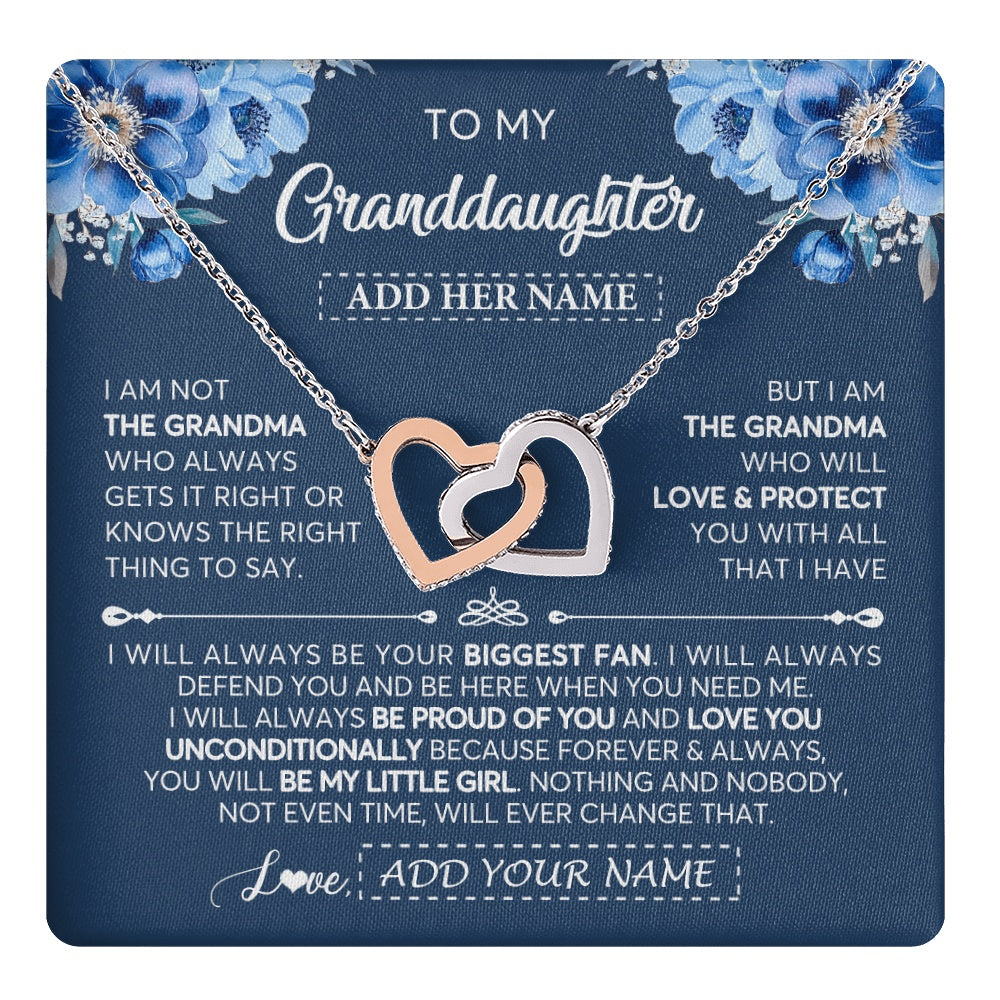 Interlocking Hearts Necklace Stainless Steel & Rose Gold Finish | 1 | Personalized To My Granddaughter Necklace From Grandma Proud Of You Birthday Gifts For Granddaughter Jewelry Gifts Christmas Custom Gift Box Message Card | https://teecentury.