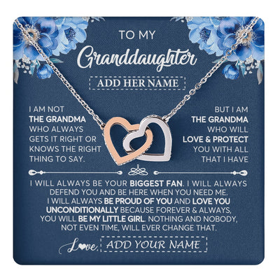 Interlocking Hearts Necklace Stainless Steel & Rose Gold Finish | 1 | Personalized To My Granddaughter Necklace From Grandma Proud Of You Birthday Gifts For Granddaughter Jewelry Gifts Christmas Custom Gift Box Message Card | https://teecentury.