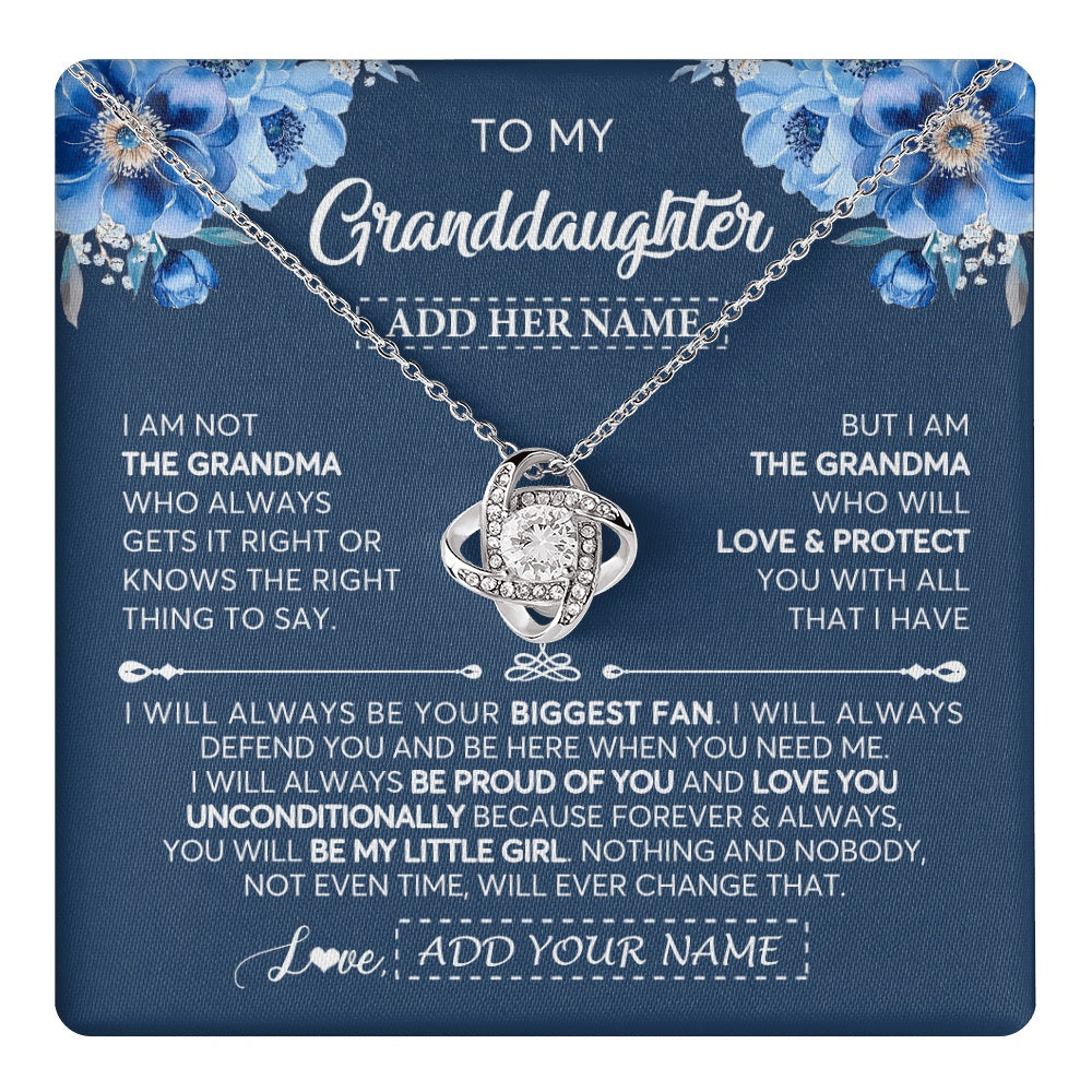 Love Knot Necklace 14K White Gold Finish | 1 | Personalized To My Granddaughter Necklace From Grandma Proud Of You Birthday Gifts For Granddaughter Jewelry Gifts Christmas Custom Gift Box Message Card | https://teecentury.