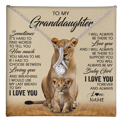 Alluring Beauty Necklace 14K White Gold Finish | 1 | Personalized To My Granddaughter Necklace From Grandma Sometimes It's Hard Lion Granddaughter Gift Birthday Jewelry Christmas Customized Gift Box Message Card | teecentury