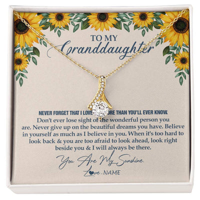 Alluring Beauty Necklace 18K Yellow Gold Finish | Personalized To My Granddaughter Necklace From Grandma Sunflower You Are My Sunshine Granddaughter Jewelry Graduation Birthday Customized Gift Box Message Card | teecentury