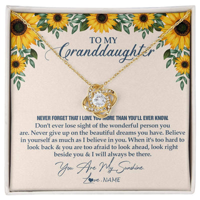 Love Knot Necklace 18K Yellow Gold Finish | Personalized To My Granddaughter Necklace From Grandma Sunflower You Are My Sunshine Granddaughter Jewelry Graduation Birthday Customized Gift Box Message Card | teecentury