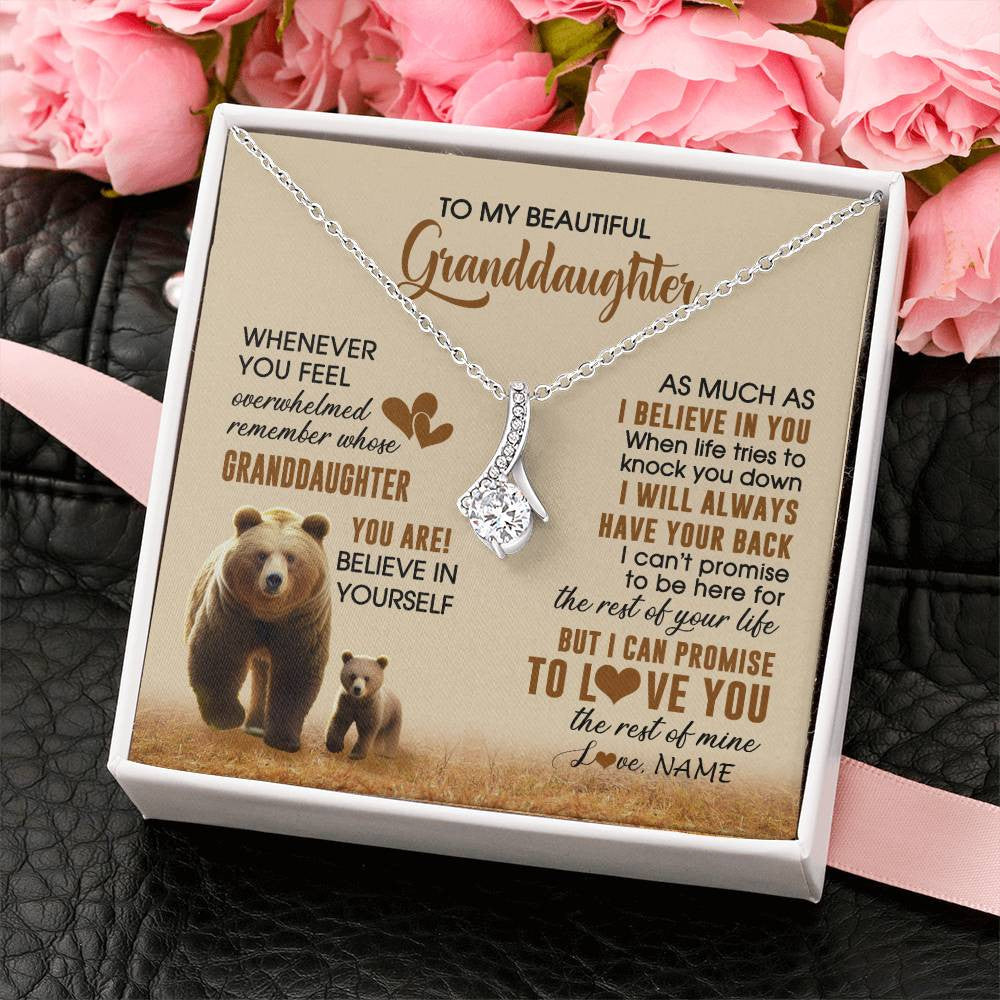 Alluring Beauty Necklace 14K White Gold Finish | 2 | Personalized To My Granddaughter Necklace From Grandma Whenever You Feel Bear Granddaughter Birthday Gifts Gifts Christmas Customized Gift Box Message Card | teecentury