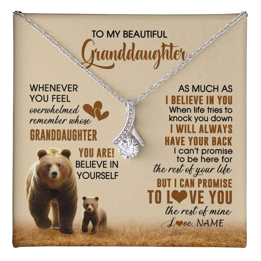 Alluring Beauty Necklace 14K White Gold Finish | 1 | Personalized To My Granddaughter Necklace From Grandma Whenever You Feel Bear Granddaughter Birthday Gifts Gifts Christmas Customized Gift Box Message Card | teecentury