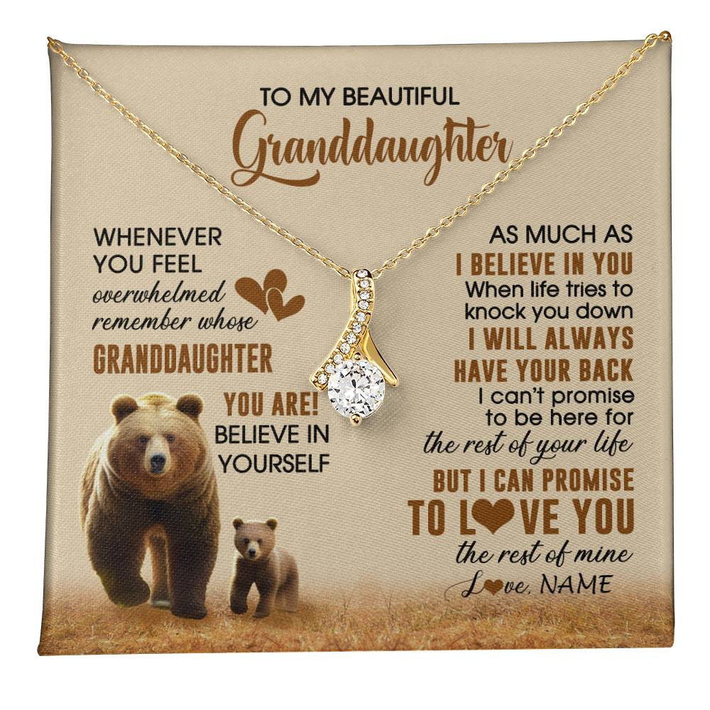 Alluring Beauty Necklace 18K Yellow Gold Finish | 1 | Personalized To My Granddaughter Necklace From Grandma Whenever You Feel Bear Granddaughter Birthday Gifts Gifts Christmas Customized Gift Box Message Card | teecentury