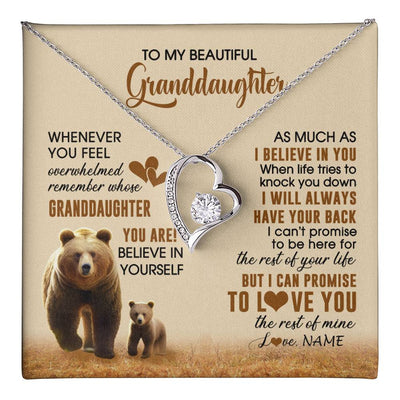 Forever Love Necklace 14K White Gold Finish | 1 | Personalized To My Granddaughter Necklace From Grandma Whenever You Feel Bear Granddaughter Birthday Gifts Gifts Christmas Customized Gift Box Message Card | teecentury