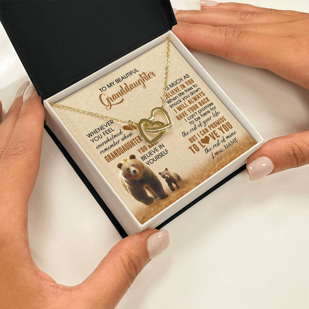 Interlocking Hearts Necklace 18K Yellow Gold Finish | 2 | Personalized To My Granddaughter Necklace From Grandma Whenever You Feel Bear Granddaughter Birthday Gifts Gifts Christmas Customized Gift Box Message Card | teecentury