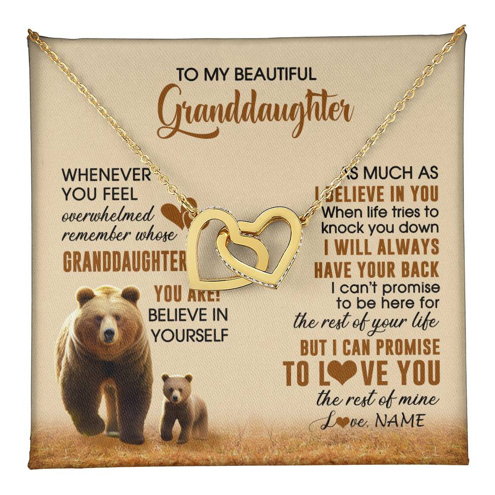 Interlocking Hearts Necklace 18K Yellow Gold Finish | 1 | Personalized To My Granddaughter Necklace From Grandma Whenever You Feel Bear Granddaughter Birthday Gifts Gifts Christmas Customized Gift Box Message Card | teecentury