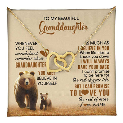 Interlocking Hearts Necklace 18K Yellow Gold Finish | 1 | Personalized To My Granddaughter Necklace From Grandma Whenever You Feel Bear Granddaughter Birthday Gifts Gifts Christmas Customized Gift Box Message Card | teecentury