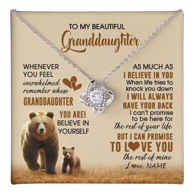 Love Knot Necklace 14K White Gold Finish | 1 | Personalized To My Granddaughter Necklace From Grandma Whenever You Feel Bear Granddaughter Birthday Gifts Gifts Christmas Customized Gift Box Message Card | teecentury