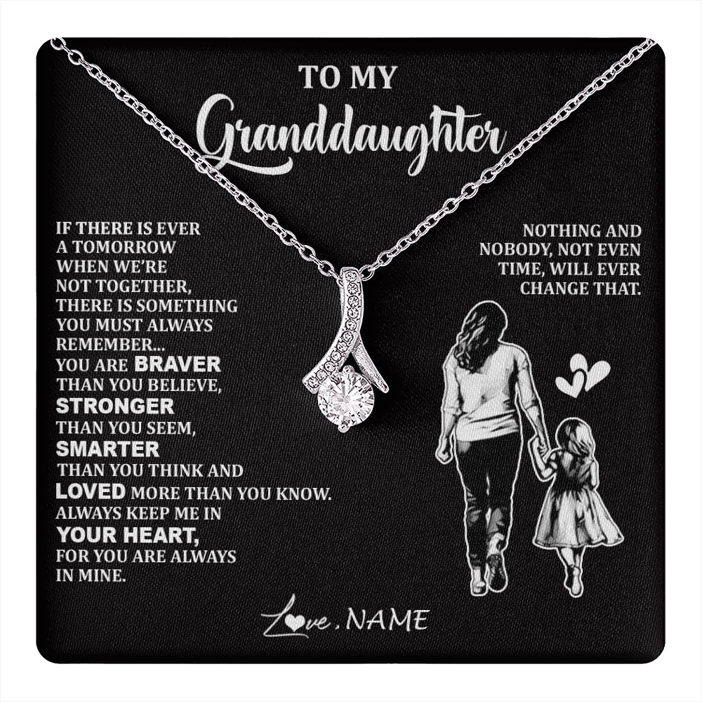 Alluring Beauty Necklace 14K White Gold Finish | 1 | Personalized To My Granddaughter Necklace From Grandma You Are Always In Mine Beautiful Granddaughter Birthday Graduation Christmas With Gift Box Message Card | teecentury