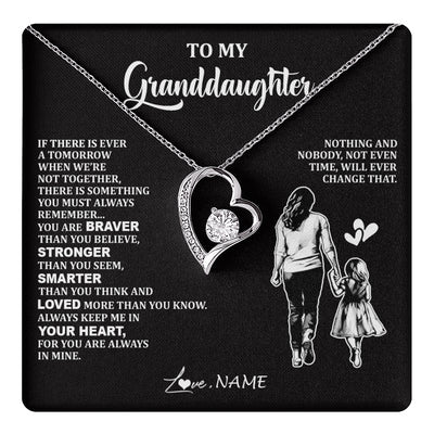Forever Love Necklace 14K White Gold Finish | 1 | Personalized To My Granddaughter Necklace From Grandma You Are Always In Mine Beautiful Granddaughter Birthday Graduation Christmas With Gift Box Message Card | teecentury