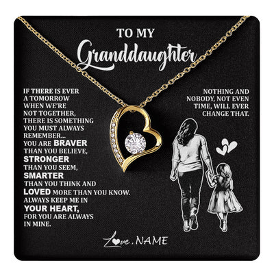 Forever Love Necklace 18K Yellow Gold Finish | 1 | Personalized To My Granddaughter Necklace From Grandma You Are Always In Mine Beautiful Granddaughter Birthday Graduation Christmas With Gift Box Message Card | teecentury