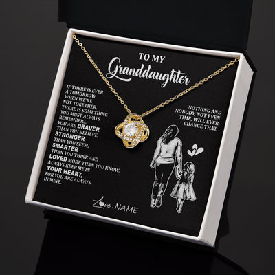 Love Knot Necklace 18K Yellow Gold Finish | 2 | Personalized To My Granddaughter Necklace From Grandma You Are Always In Mine Beautiful Granddaughter Birthday Graduation Christmas With Gift Box Message Card | teecentury