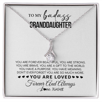Alluring Beauty Necklace | Personalized To My Granddaughter Necklace From Grandma You Are Forever Beautiful Granddaughter Birthday Graduation Christmas Customized Gift Box Message Card | teecentury
