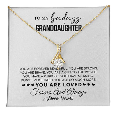 Alluring Beauty Necklace 18K Yellow Gold Finish | 1 | Personalized To My Granddaughter Necklace From Grandma You Are Forever Beautiful Granddaughter Birthday Graduation Christmas Customized Gift Box Message Card | teecentury